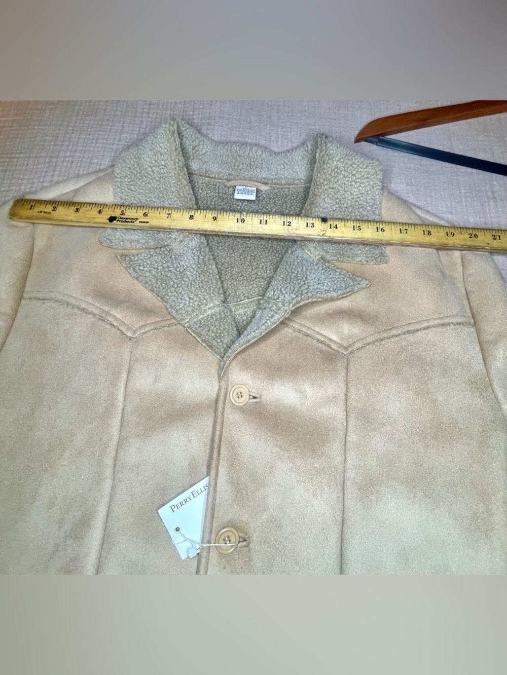 Perry Ellis Faux Suede‎ Sherpa Western Rancher Jacket NWT L Cozy Luxe - Picture 8 of 9